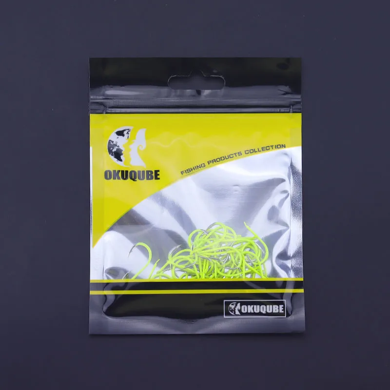 Anzuelos de pesca de acero de alto carbono, anzuelos aplanados con revestimiento verde antioxidante, cuerpo de anzuelo de púas, aparejos de pesca para pesca, 50 unidades por lote - imagen 5