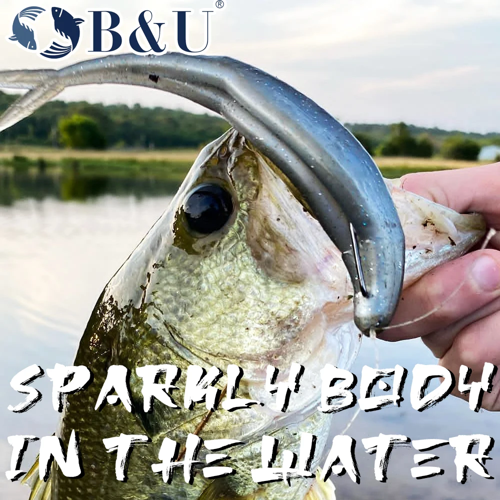 B & U Super Fluke Pesca flotante cebos blandos artificiales Leurre souple Bass Pike Pesca Pike Minnow Señuelos de Pesca envío gratis - imagen 4