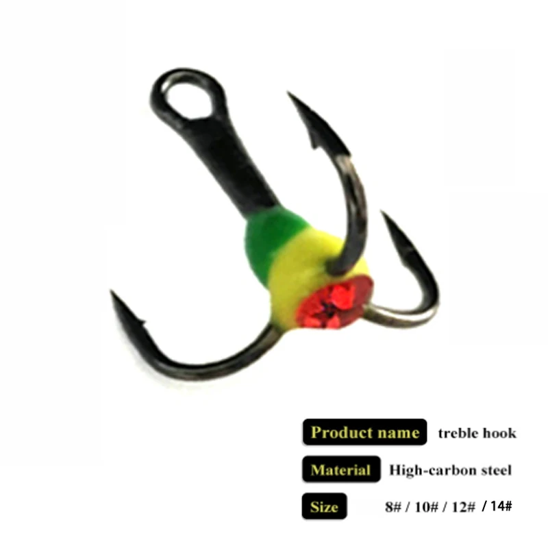 TAKEDO-anzuelo de pesca en hielo SP24 8 #10 #12 #14 #, Kit de anzuelos triples de pesca en hielo de acero de alto carbono para invierno, señuelo de anzuelo de hielo para carpa - imagen 5