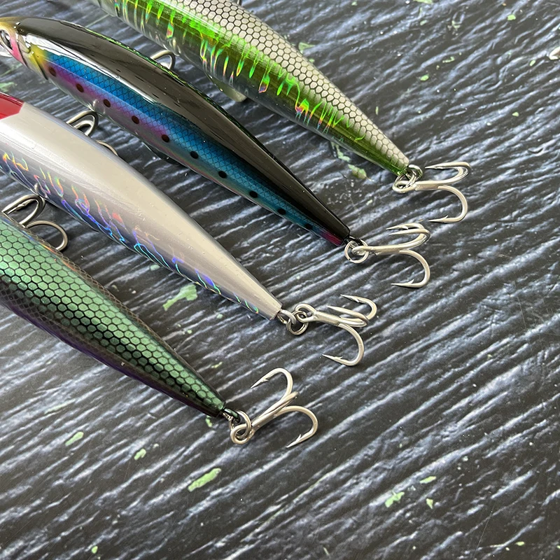 Señuelos de Pesca de pececillo que se hunden, 45g, 120mm, flujo de agua dulce de fundición larga, cebo duro Artificial para lubina, trucha, Lucio, equipo de Pesca - imagen 4