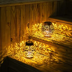 Lámpara Colgante Solar de Hierro Forjado – Luz Nocturna para Exteriores