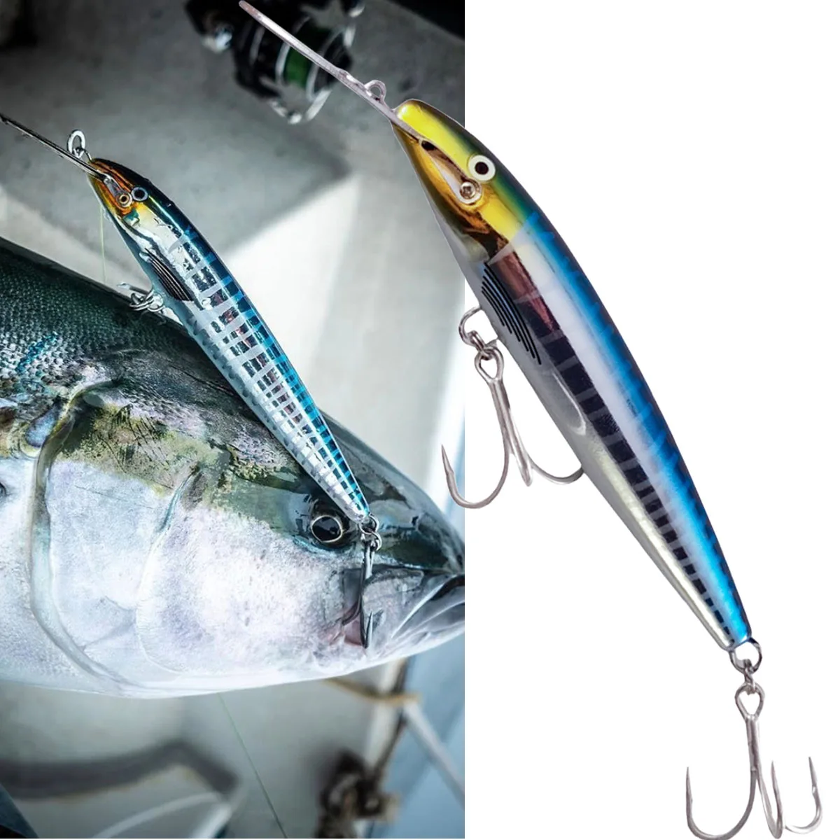Señuelo de buceo profundo Wahoo atún Marlin Trolling Wobbler 17,5 cm 42,5g Hydro Magnum Minnow cebo barco de agua salada aparejos de pesca - imagen 5
