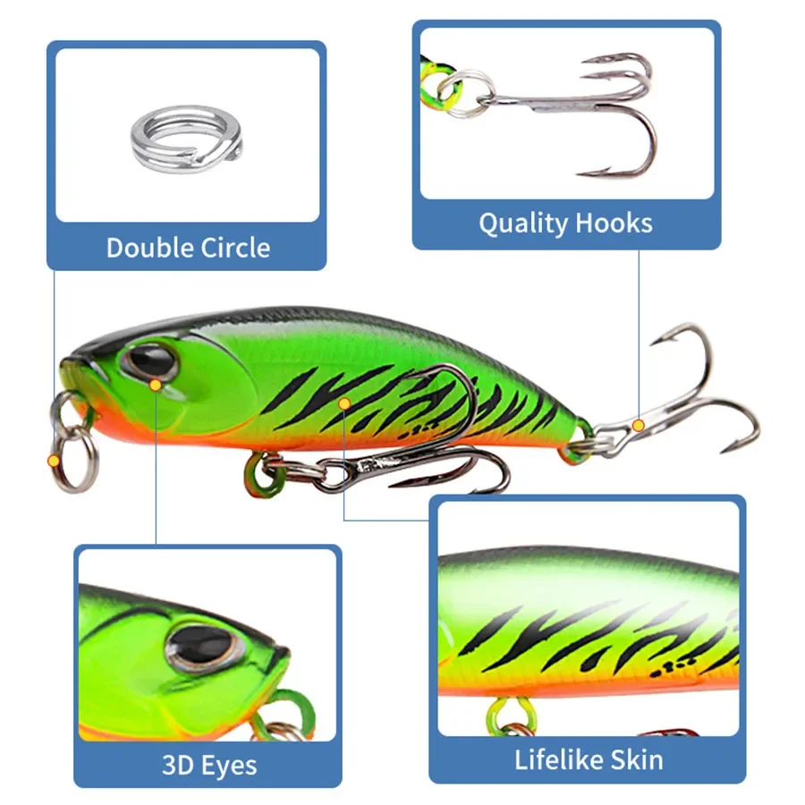 6 uds hundimiento Jerkbait Minnow Crankbaits Señuelos de Pesca cebos duros Wobblers artificiales para Lucio aparejos de pesca curricán Swimbait - imagen 5