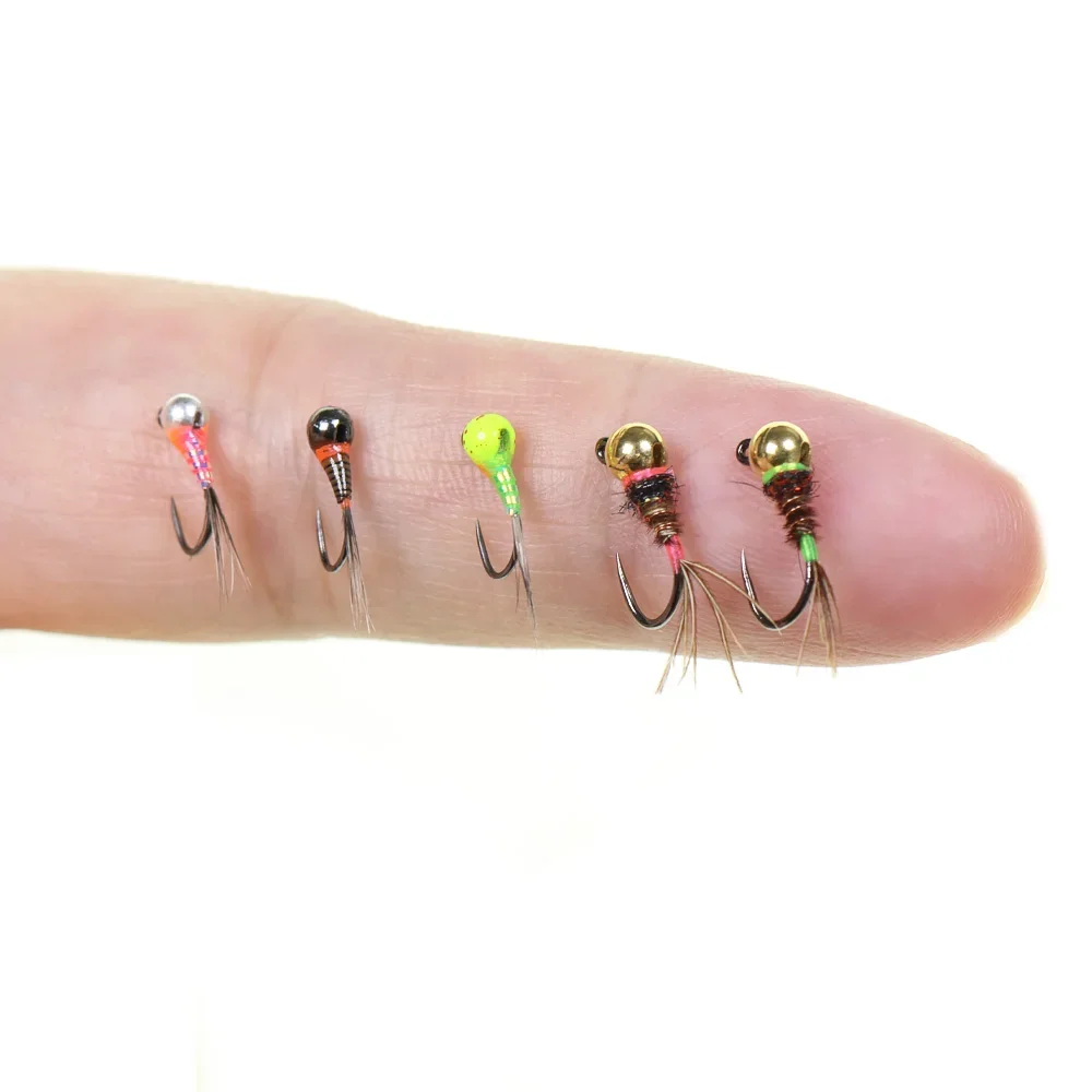 Wifreo 5 piezas/6 piezas # 14 # 18 Jig sin púas Ninfa Fly Euro Ninfa húmeda hundimiento rápido pesca con mosca moscas trucha lubina pesca señuelo cebos - imagen 5