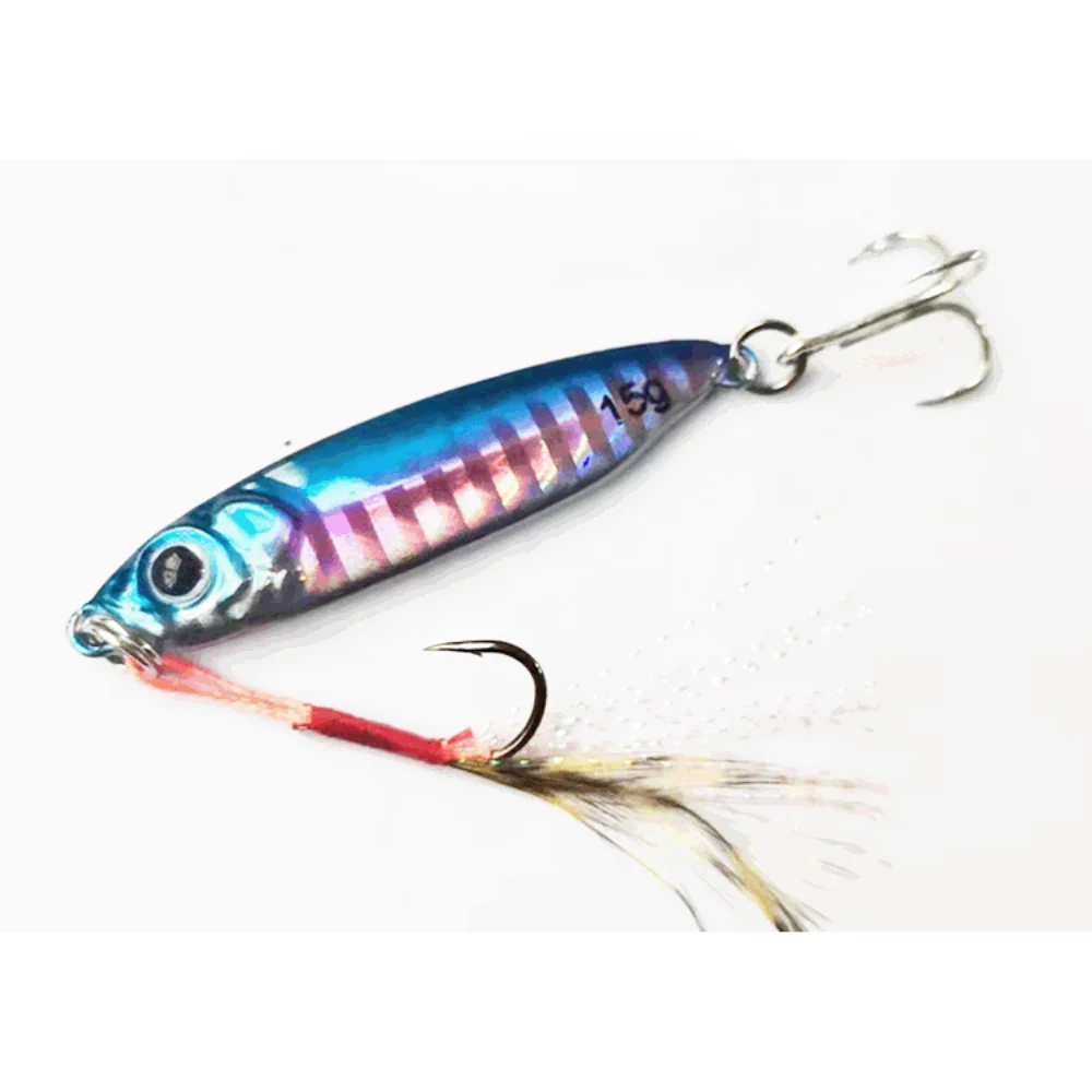 Señuelo de plantilla de Metal de carbono de pluma, cuchara giratoria, cebo Artificial, anzuelo de lubina, aparejos de Pesca de fundición de hundimiento - imagen 3