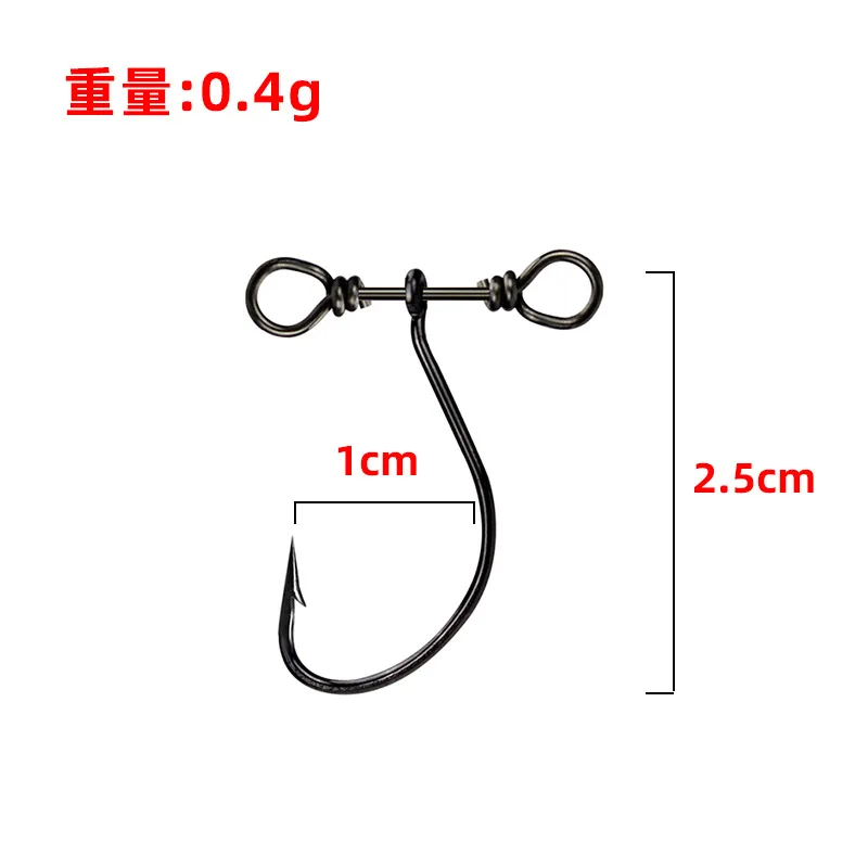 20 piezas anzuelos de tiro en línea, plantilla de tiro hacia abajo, anzuelo de pesca de lubina con gusano de espacio amplio con conector giratorio para pesca con señuelo de trucha - imagen 2