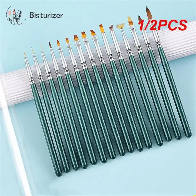 Pluma de dibujo de línea multifunción, sin decoloración, cómoda, suave, para fototerapia, pincel para uñas, herramienta de belleza, 1/2 Uds.