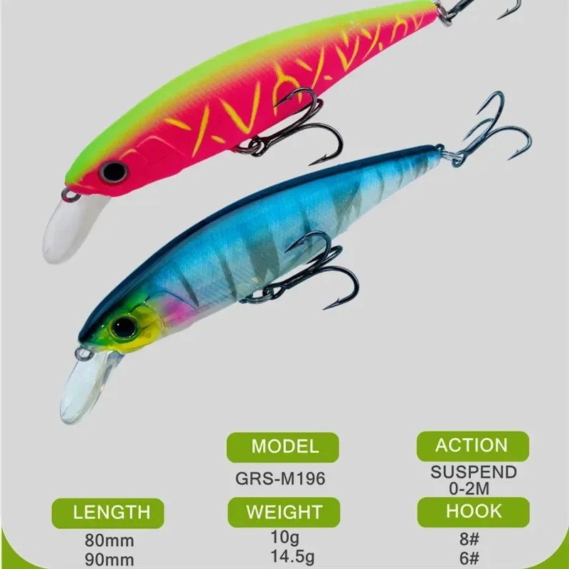 Nuevo señuelo de pesca suspendido Assassin Minnow 80mm/10g 90mm 14,5g Wobbler silencioso luminoso agua salada Crankbait de pargo lubina - imagen 2