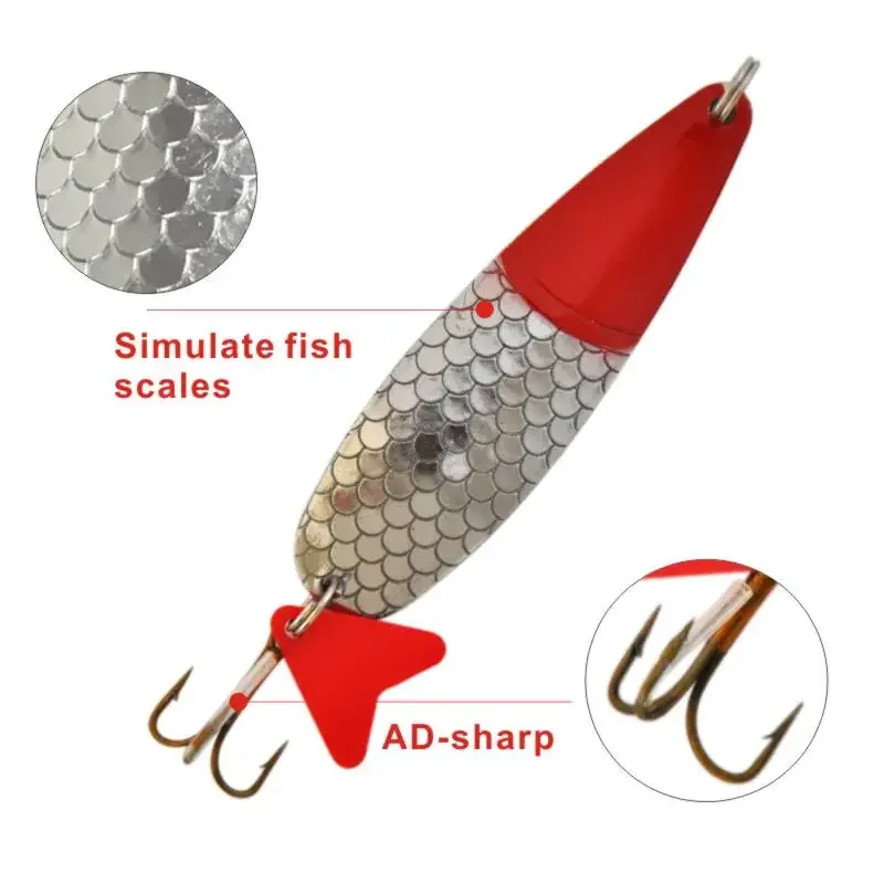 Topline-señuelo de pesca de cuchara de Metal, cebo Artificial con anzuelos Trable, perca de trucha, salmón - imagen 2