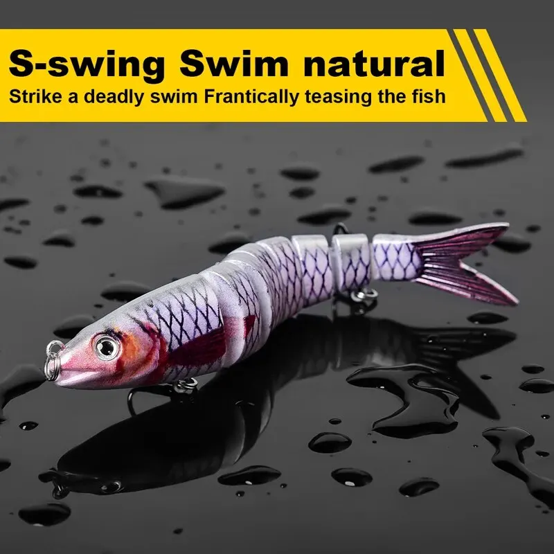 Señuelo de Pesca multiarticulado, cebo biónico de hundimiento lento, 8 segmentados, aparejos oscilantes, lubina, trucha, agua salada, 13,5 cm/19g, 3 unids/lote por caja - imagen 5