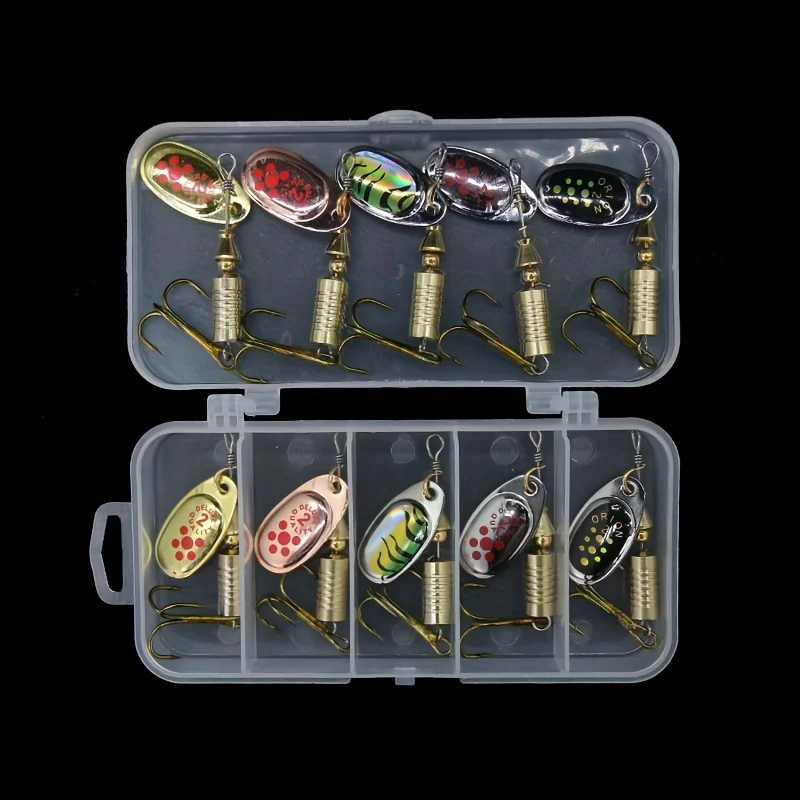 Cebos giratorios, señuelos de pesca, señuelos de anzuelos triples, hiladores de hojas de Metal, kit de pesca multicolor, accesorios de pesca de lubina - imagen 4
