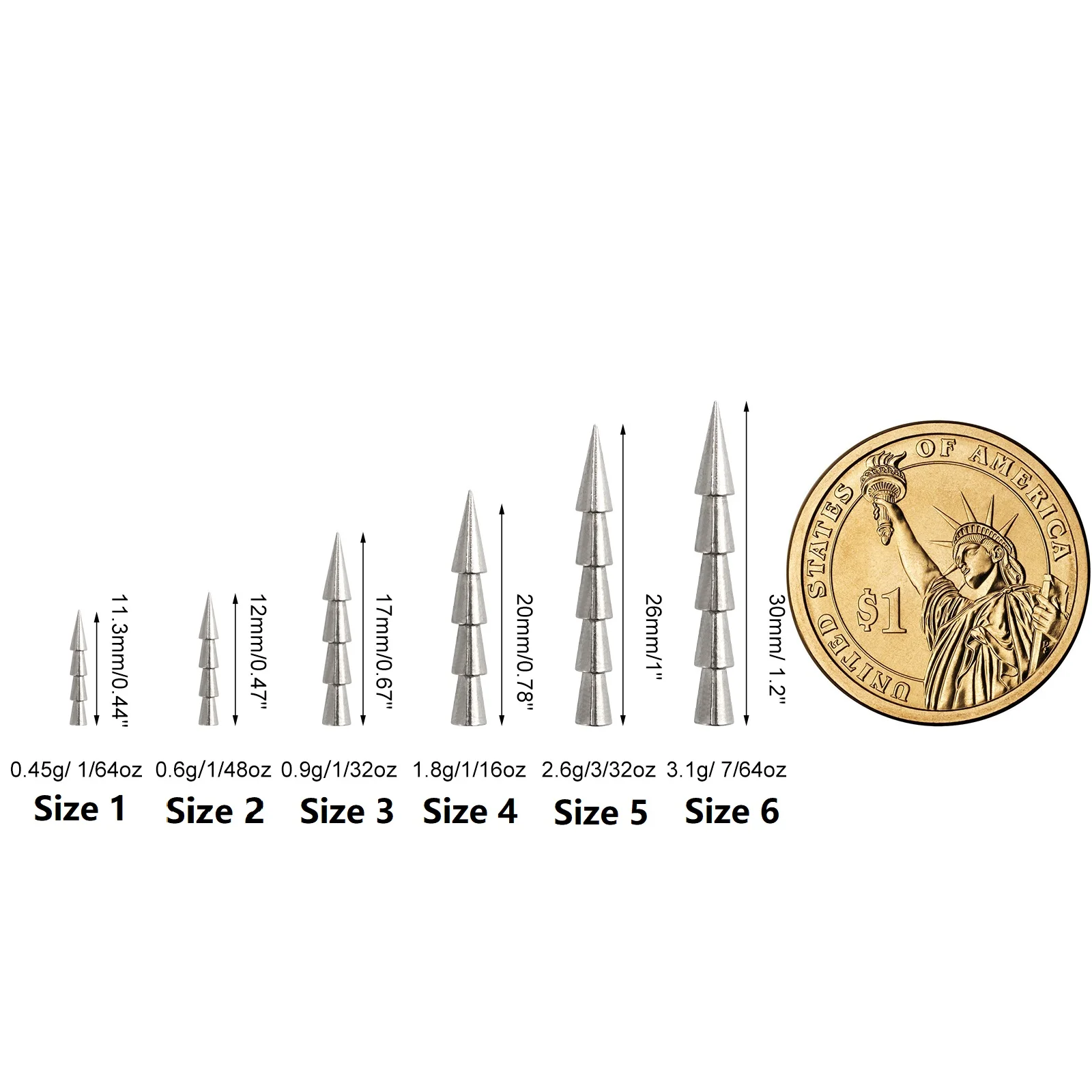 Inserto de lápiz de uñas de 20 piezas, peso para señuelo suave, gusano de pesca, plomada de tungsteno, aparejo loco, Texas Rig, Drop Shot Bass, 1,8g, 2,6g - imagen 5