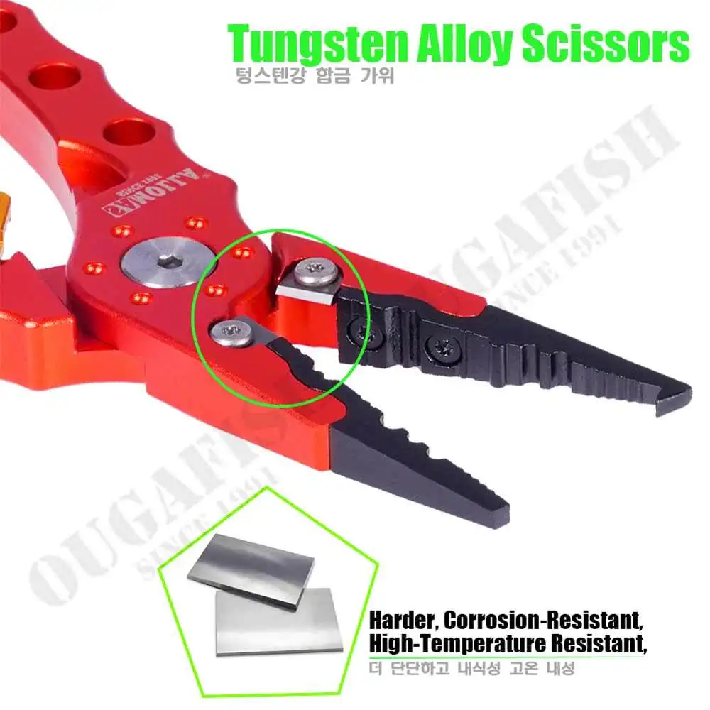Alicates De Pesca De aleación De aluminio, tijeras multifunción, cortador De línea, removedor De anzuelos, anillo dividido, Accesorios De equipo De Pesca - imagen 5