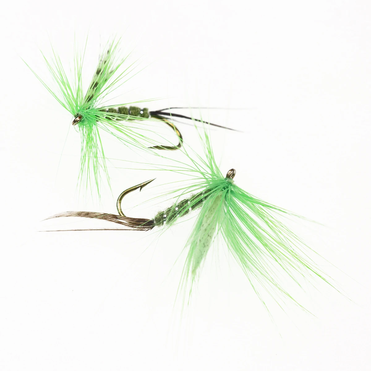 Wifreo 10 piezas 10 # cuerpo de canalé plateado Chartreuse verde Mayfly para pesca de trucha - imagen 3