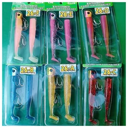 Tsurinoya 6 juegos 11cm 26g cebos blandos Jig Head anzuelos de pesca de lubina costera Jig Head con ojos 3D Señuelos de pesca Swimbait Jigs