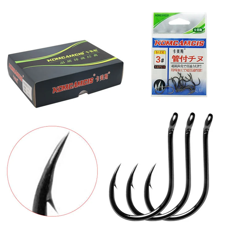 Anzuelos de pesca ZYZ 7-16 unids/bolsa 14 tamaños de acero rico en carbono punta de gancho compensada afilada gancho CHINU anzuelo de pesca de agua dulce o salada - imagen 5