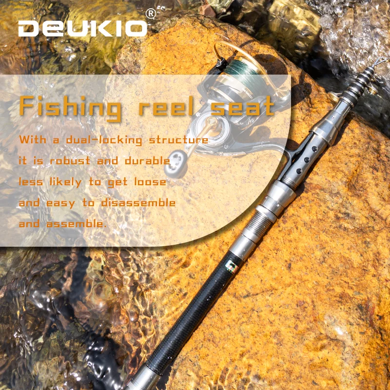 DEUKIO 1,5 m-2,7 m caña de pescar giratoria trucha de carbono carpa caña de pescar telescópica señuelo caña de pescar aparejos agua salada agua dulce - imagen 4