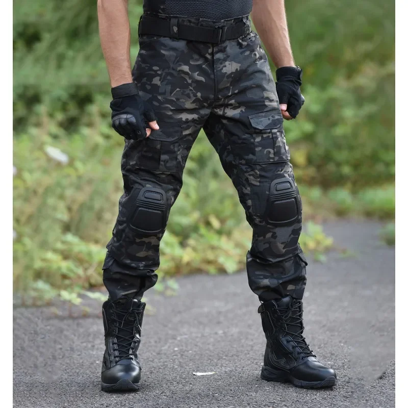 Trajes tácticos al aire libre, camisetas para hombres, conjuntos de entrenamiento con almohadillas, pantalones Cargo Ripstop resistentes al desgaste, ropa de senderismo de camuflaje - imagen 4