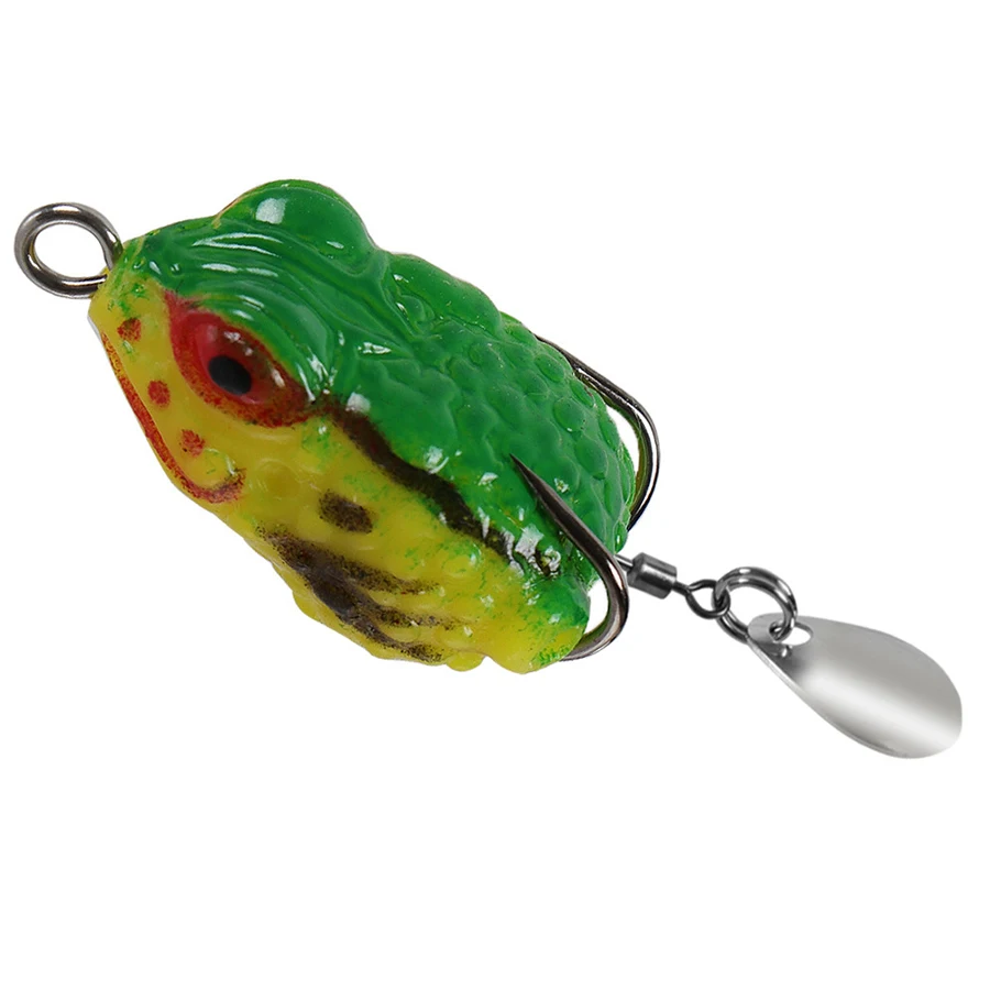 Juego de Señuelos de Pesca de rana flotante, 5 uds., lentejuelas, anzuelos dobles, cebo Artificial Swimbait para pez negro, lubina, Pike, Trolling - imagen 5