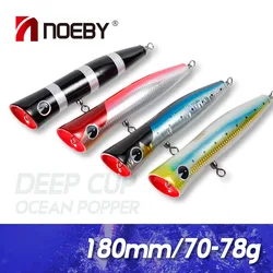 NOEBY-señuelo de arrastre Popper de madera, 180mm, 80g, flotante, para pesca en agua salada en barco, aparejos de pesca GT