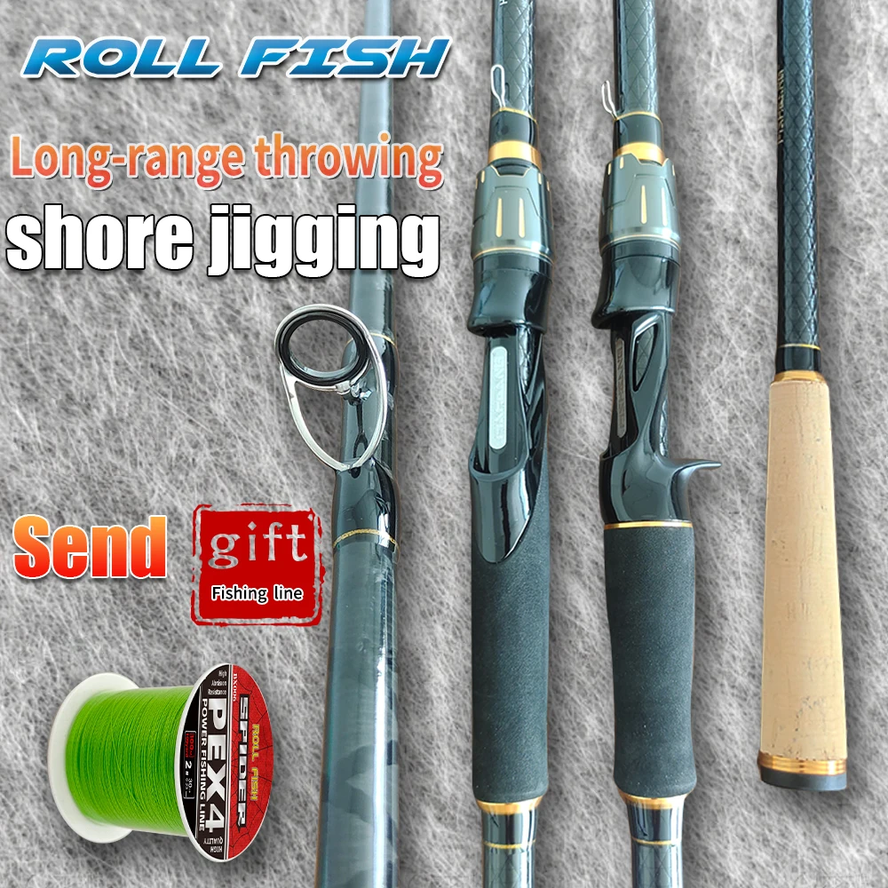 ROLLFISH-caña de pescar giratoria de fibra de carbono, lanzamiento de larga distancia, regalo de agua dulce y salada de media potencia, línea de PE de 100 M - imagen 2