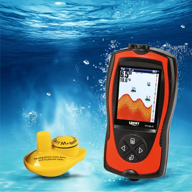 Lucky FF1108-1CW buscador de peces portátil rango 100M de profundidad 45M Sonar inalámbrico sonda de profundidad menú ruso buscador de peces pesca - imagen 2