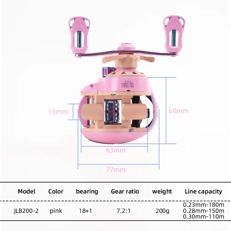 Topline Tackle Baitcasting Reel 18+1Casting Reel Maiden Powder 7.2:1 Gear Ratio Fake Bait Fishing Reel with Standard Pesca - imagen 5