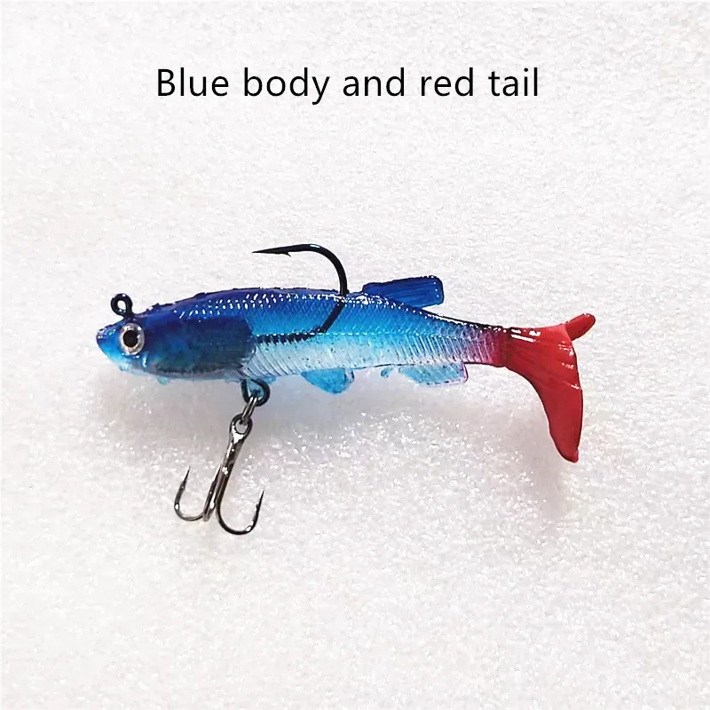 Cebo de pescado cebo biomimético cebo falso doble gancho cola en T cebo suave simulación biomimética señuelo señuelo señuelo cebo plomo pescado - imagen 3