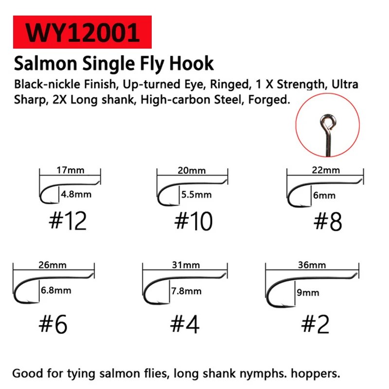 Salmón un solo gancho de mosca ideal para aplicaciones versátiles de pesca con mosca