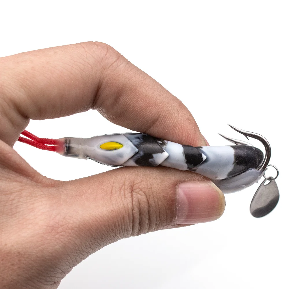 Topwater-SEÑUELOS DE GOMA de rana blanda, cebos de manivela, cabeza de serpiente, lubina, carpa, Lucio, cebo de pesca, rana de rayos blandos artificiales, SharpHooks - imagen 5