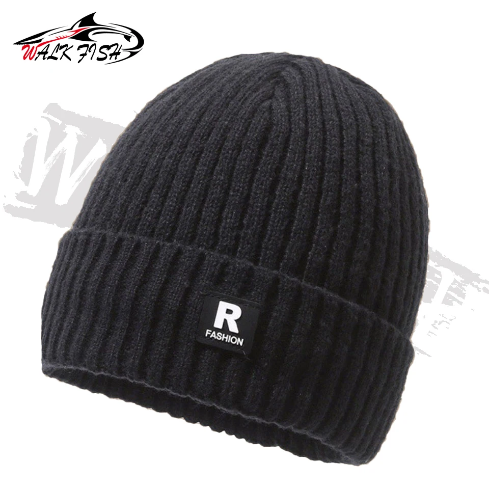 WALK FISH Winter Outdoor Fishing Fashion Knitted Hats Men Women Plus Velvet Thickening Windproof Fisherman Cap Accessories - imagen 5