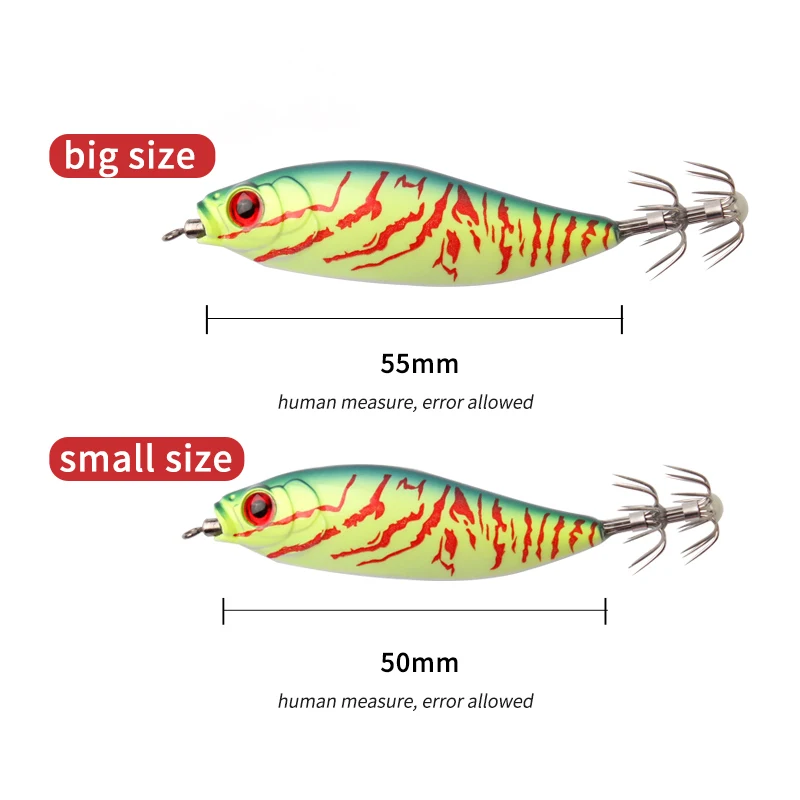 RUKE-señuelo de madera para pesca de camarones, anzuelos de calamar, 4/5, 5g, 50/55mm, revestimiento UV, pulpo, sepia, camarones, Jigging, 1 ud. - imagen 5