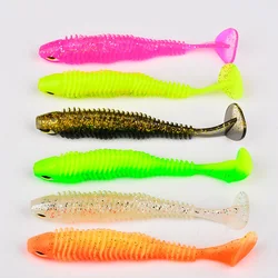 Señuelo de Pesca suave grande, 6,5 cm, 8cm, 10cm, cola en T, gusano, cebo Artificial, Pesca de carpa, equipo Swimbait, cebo de silicona para Pesca de lubina