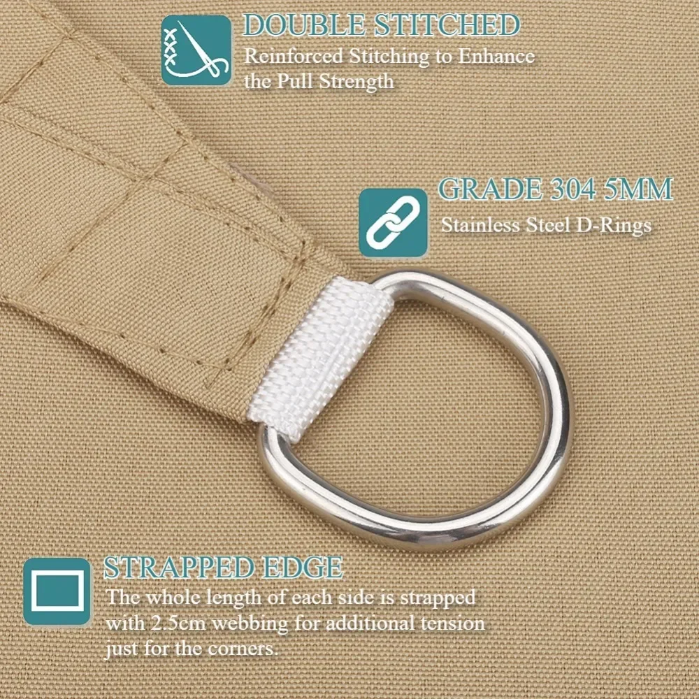 Toldo triangular para sombra de sol, bloque UV, vela parasol, protector solar para Patio exterior, jardín, patio trasero, toldo, protector solar con cuerda gratis - imagen 5