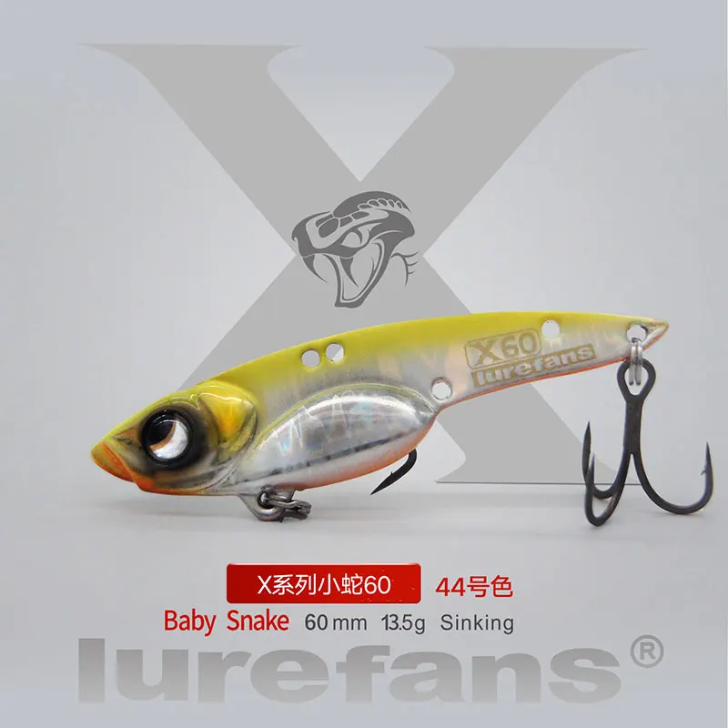 Lurefans-señuelo de pesca de serpiente para bebé, señuelo de pesca de 5 piezas, X50/X55/X60, VIB, hundimiento, 7,5g/9,5g/13,5g, traje de Metal, Wobbler Artificial para cebo duro de lubina - imagen 5