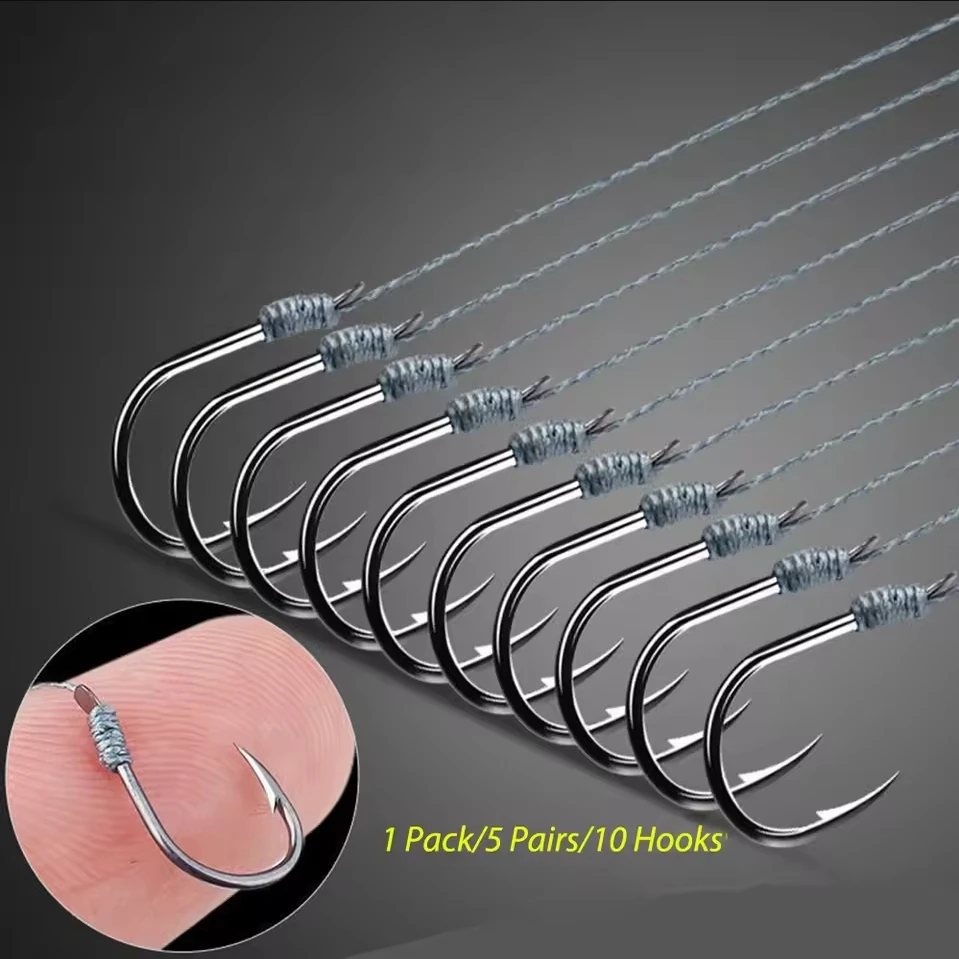 Anzuelo de Pesca con doble gancho atado, sub hilos, producto terminado, traje, anzuelo de Pesca con púas, Isonidou, anzuelo de carpa antibobinado - imagen 2