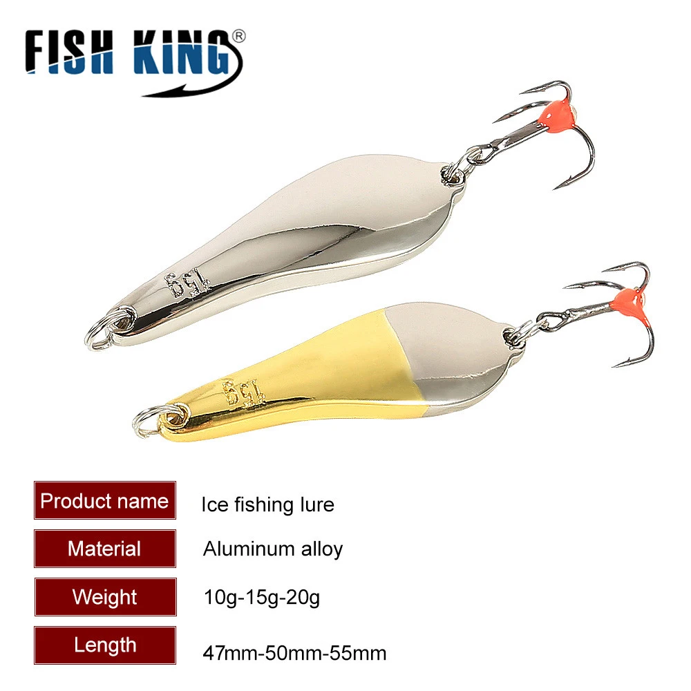 FISH KING-señuelo de pesca en hielo de invierno, plantillas verticales de 10/20/25g, señuelo duro con cuchara de Metal con anzuelo triple para pesca de Lucio - imagen 3