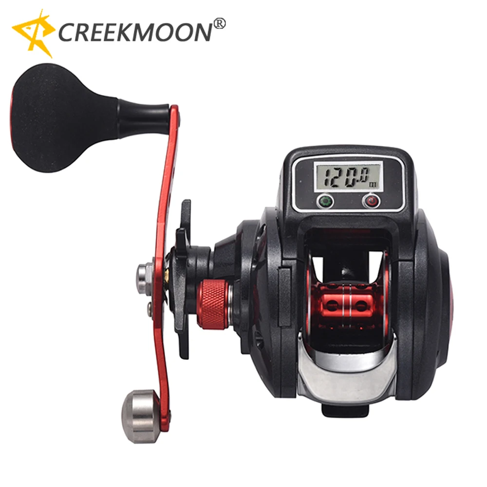 Carrete de pesca Baitcasting Digital de Metal completo 6,3: 1 con pantalla de contador de línea electrónica, equipo ligero de conteo, aparejos de carretes de peces de mar