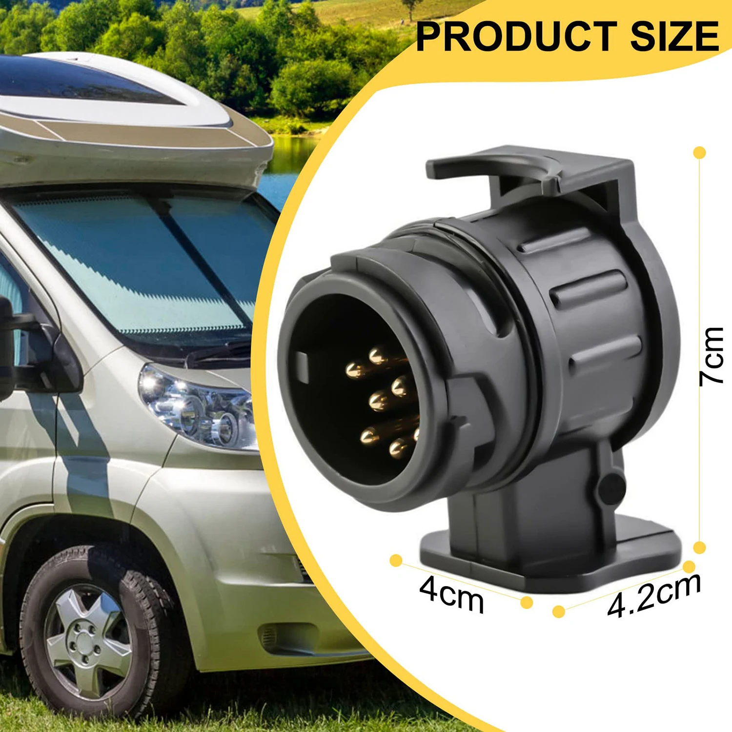 Adaptador de remolque de 13 pines a 7 pines, remolque, caravana, camión, barra de remolque, adaptador de enchufe de coche, conector convertidor de enchufe eléctrico impermeable de 12V - imagen 2