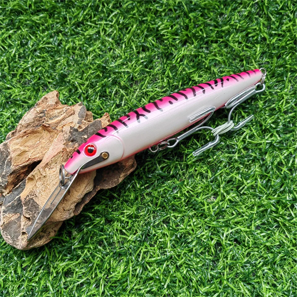 Señuelos de Pesca de pececillos, cebos artificiales flotantes de 130mm y 32,5g, 0-5m, con labio de acero, para pesca de atún en el mar - imagen 5