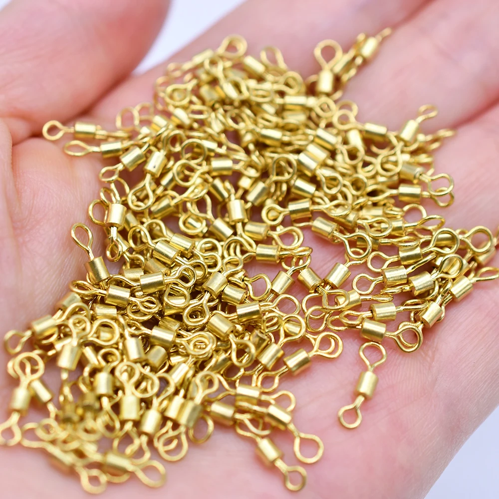 MNFT 200 Uds. Conector de aparejos de línea de anzuelo de pesca giratorio de barril rodante de pesca dorado 8 #   10 #   12 # - imagen 5