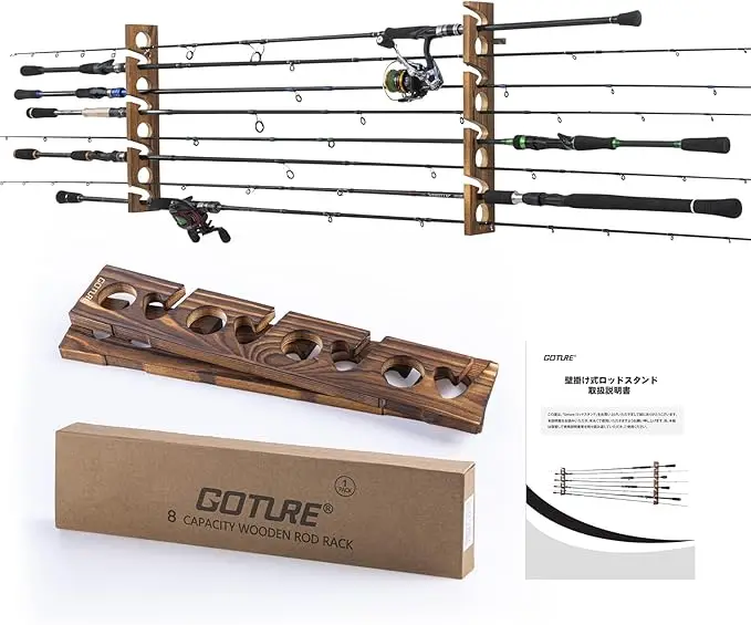 Soporte portacañas horizontal madera Goture para pesca en pared - imagen 4
