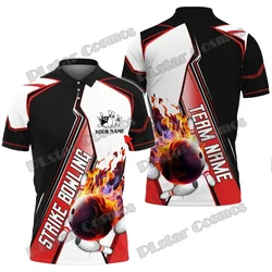 Equipo de jugador de bolos y pines, Polo Multicolor con nombre personalizado impreso en 3D para hombre, Polo informal de verano Unisex Premium PLP64