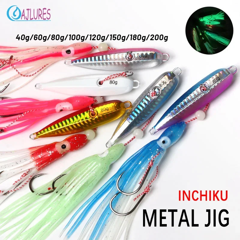 Señuelo Inchiku de metal lento luminoso para pesca de calamar