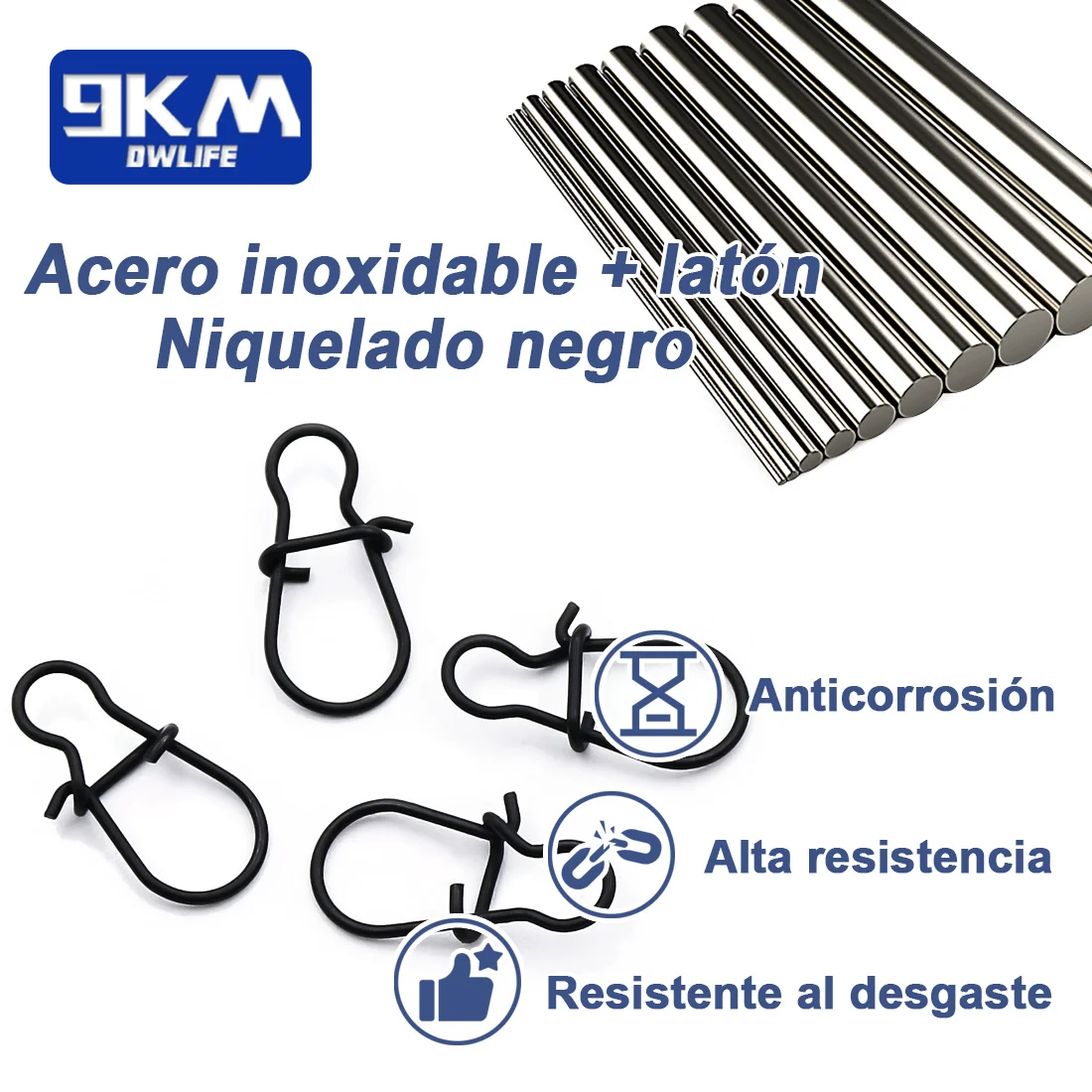 Broches de pesca Duo Lock, 25 ~ 100 Uds., Clips de pesca, mosquetones, giratorios de pesca, aparejos de pesca de cambio rápido para agua salada - imagen 3