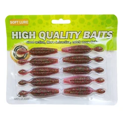 MUKUN 10 Uds patatas señuelo de pesca suave 60mm 4g larvas gusano cebo Artificial para lubina rosa con sal aparejos de agua dulce y sal