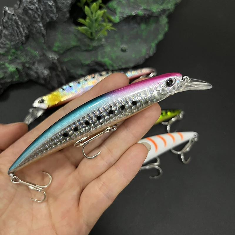 50 Uds 28g 110mm Japón hundimiento Minnow Señuelos de Pesca de Mar agua salada lubina trucha cebo duro Artificial fundición larga Swimbait Pesca - imagen 3