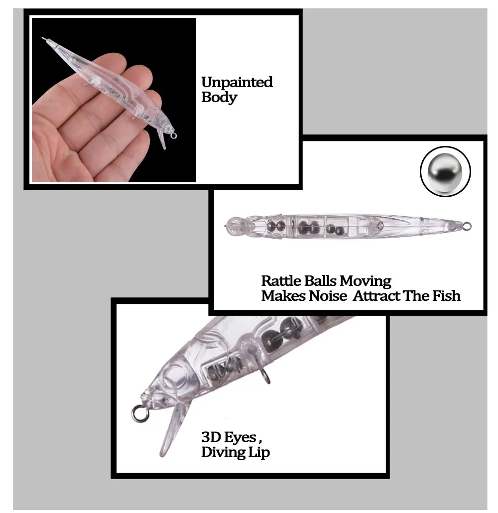 Chan'sHuang 20 piezas Señuelos de pesca en blanco sin pintar, 10,5 cm, 7,2g, pececillo flotante de fundición larga, cebo de pesca Artificial hecho a mano DIY - imagen 4