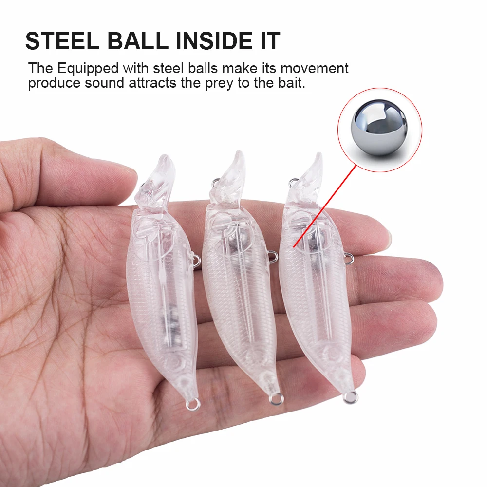 Hanlin-Señuelos de Pesca en blanco, cebo Artificial de plástico duro sin pintar, Wobblers flotantes, aparejos de pesca, bricolaje, 7,5 CM, 7,5G, 10/20 piezas - imagen 4