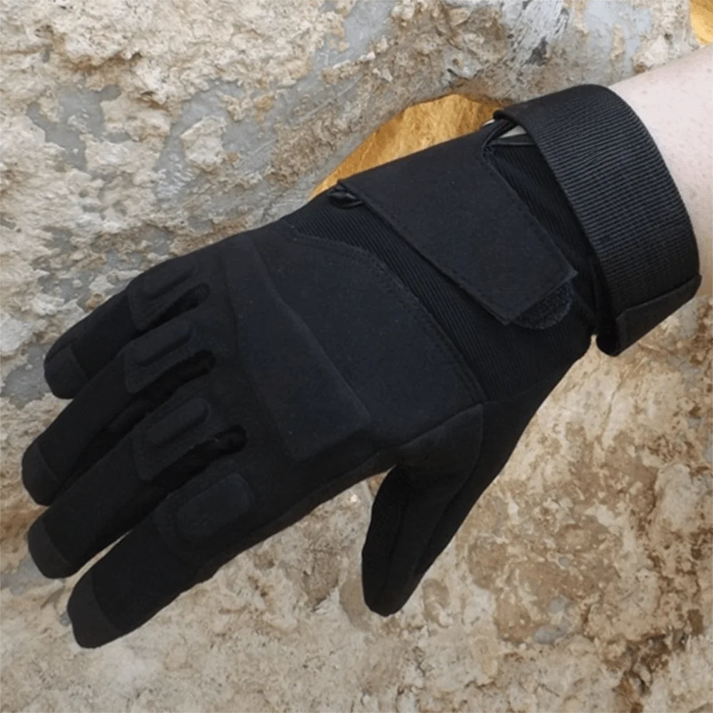 Guantes de motocicleta resistentes al desgaste, guantes antideslizantes de poliéster para montañismo, guantes negros anticorte con dedos completos para Fitness - imagen 4